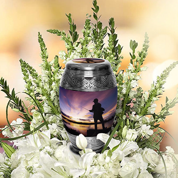 70x45mm Fishing In Heaven Cremation Urns Funeral Small Keepsake
