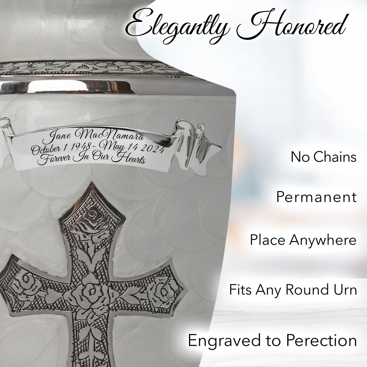 Commemorative Cremation Urns Glory to God White Cross Cremation Urns