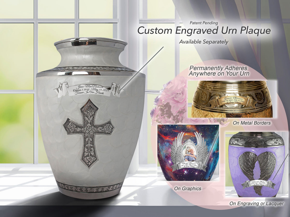 Commemorative Cremation Urns Glory to God White Cross Cremation Urns