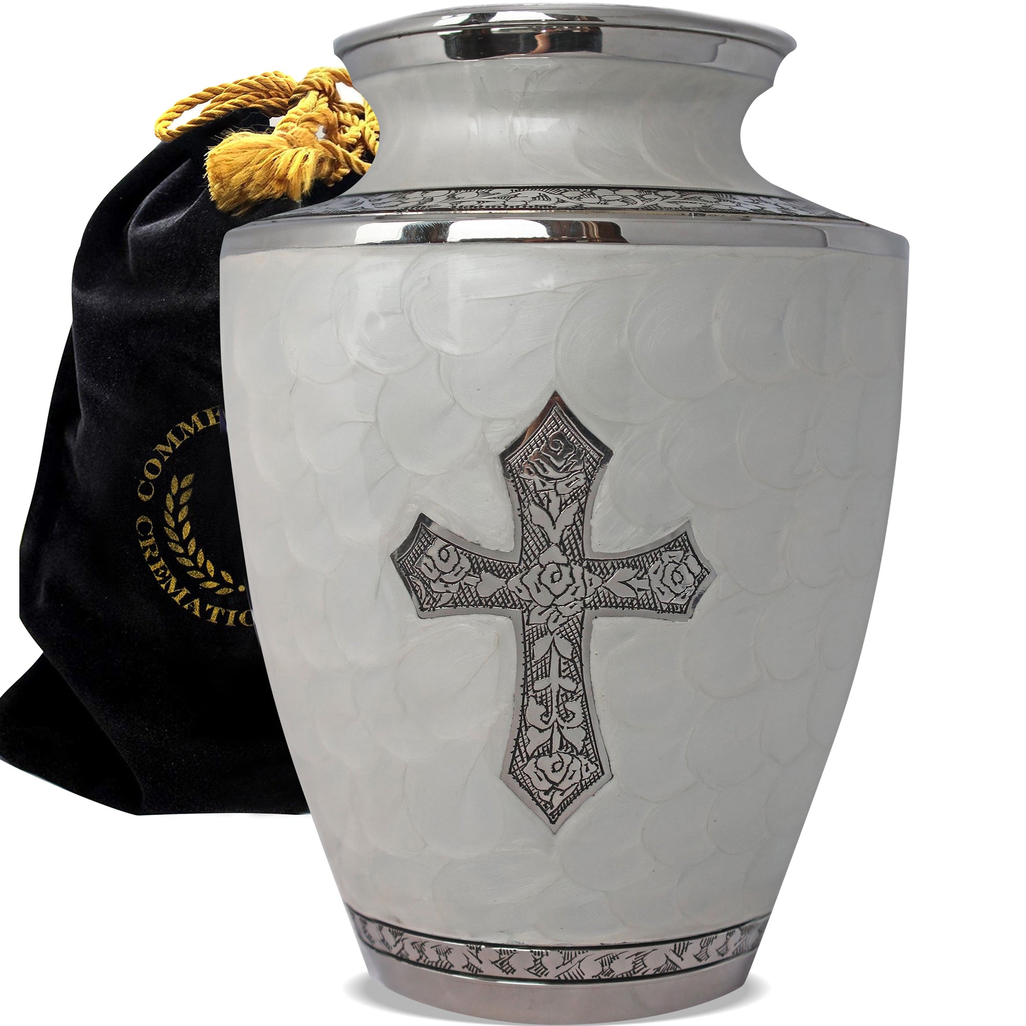 Commemorative Cremation Urns Glory to God White Cross Cremation Urns