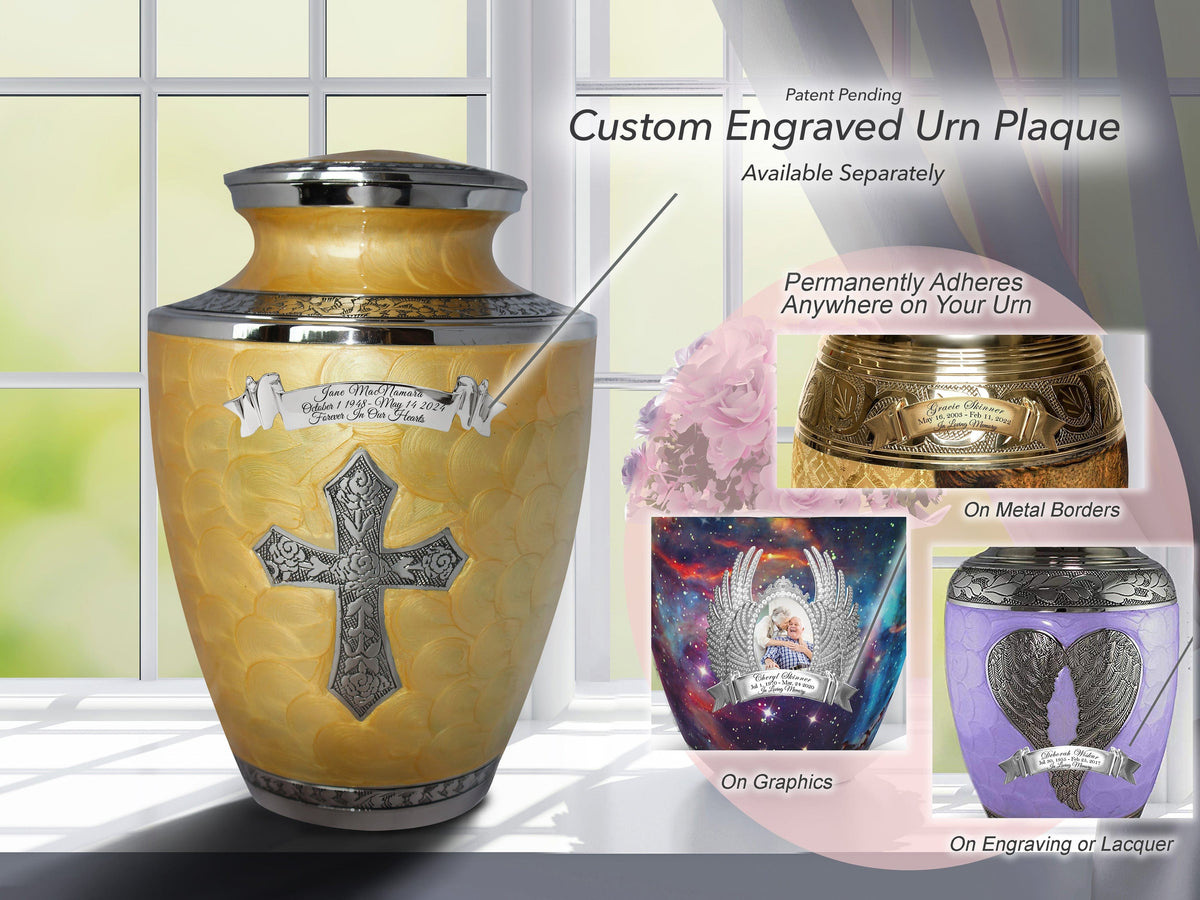 Commemorative Cremation Urns Glory to God Yellow Cross Cremation Urns