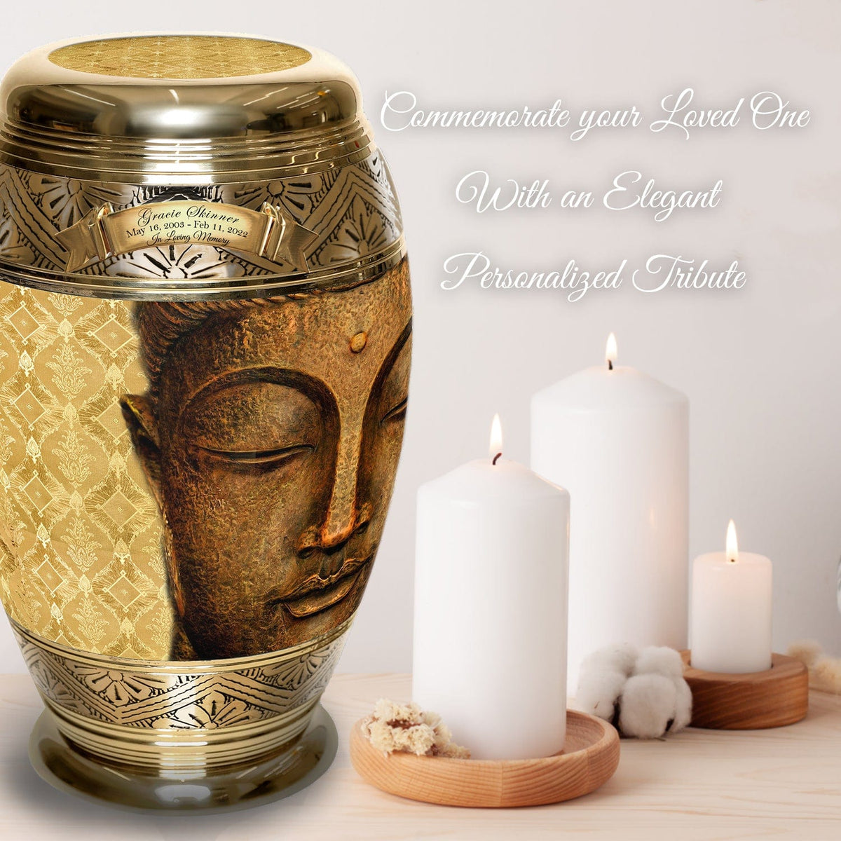 Commemorative Cremation Urns Golden Buddha Cremation Urns