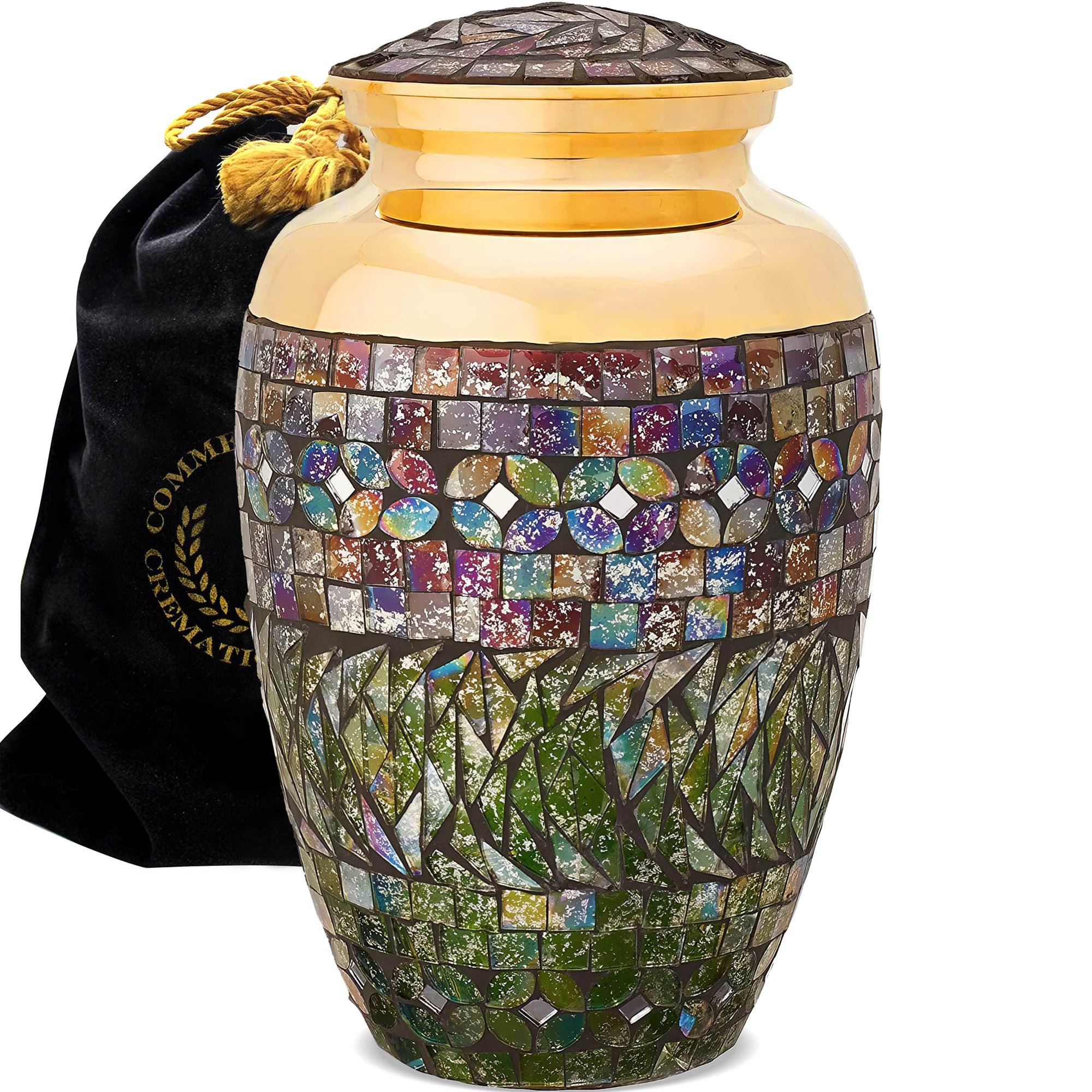 Commemorative Cremation Urns large Gold Cracked Glass Cremation Urns