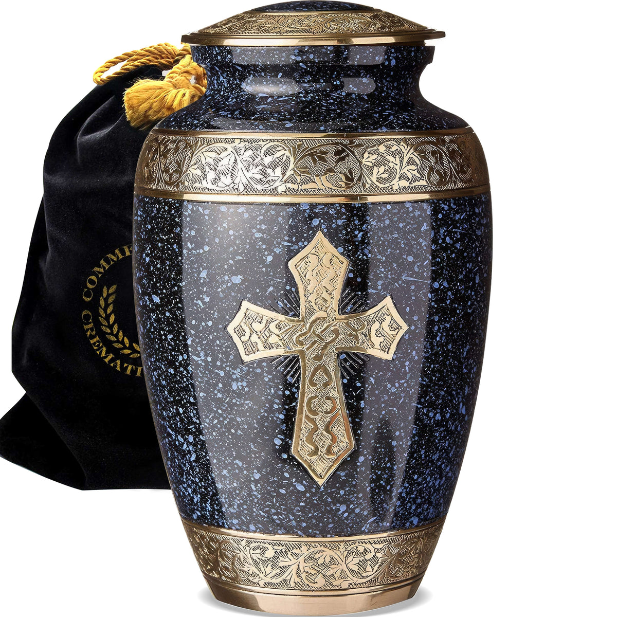 Commemorative Cremation Urns Love of Christ Black Cross Cremation Urns