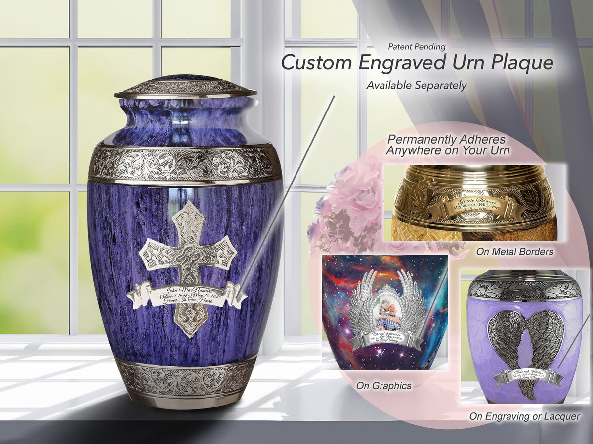 Commemorative Cremation Urns Love of Christ Purple Cross Cremation Urns