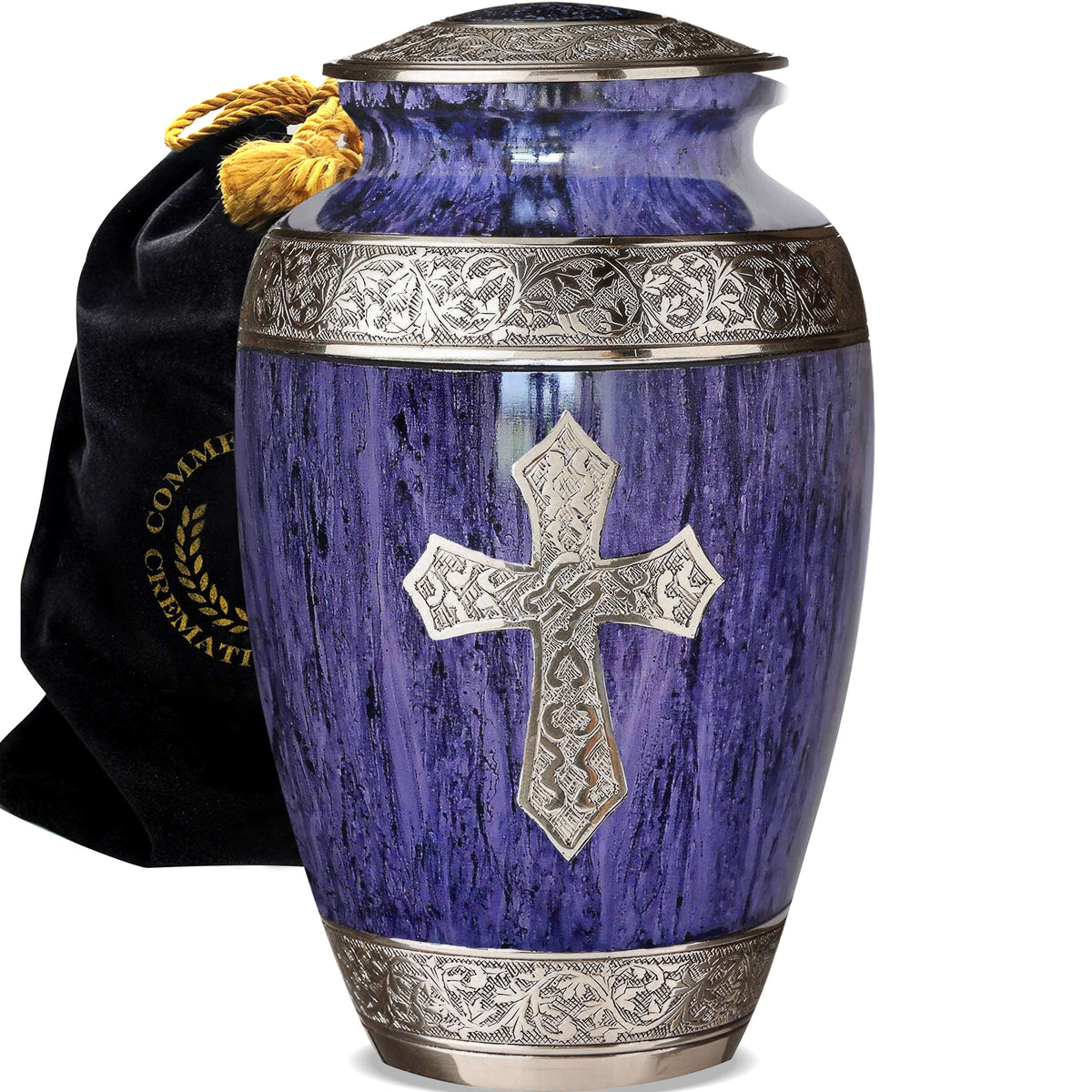 Commemorative Cremation Urns Love of Christ Purple Cross Cremation Urns