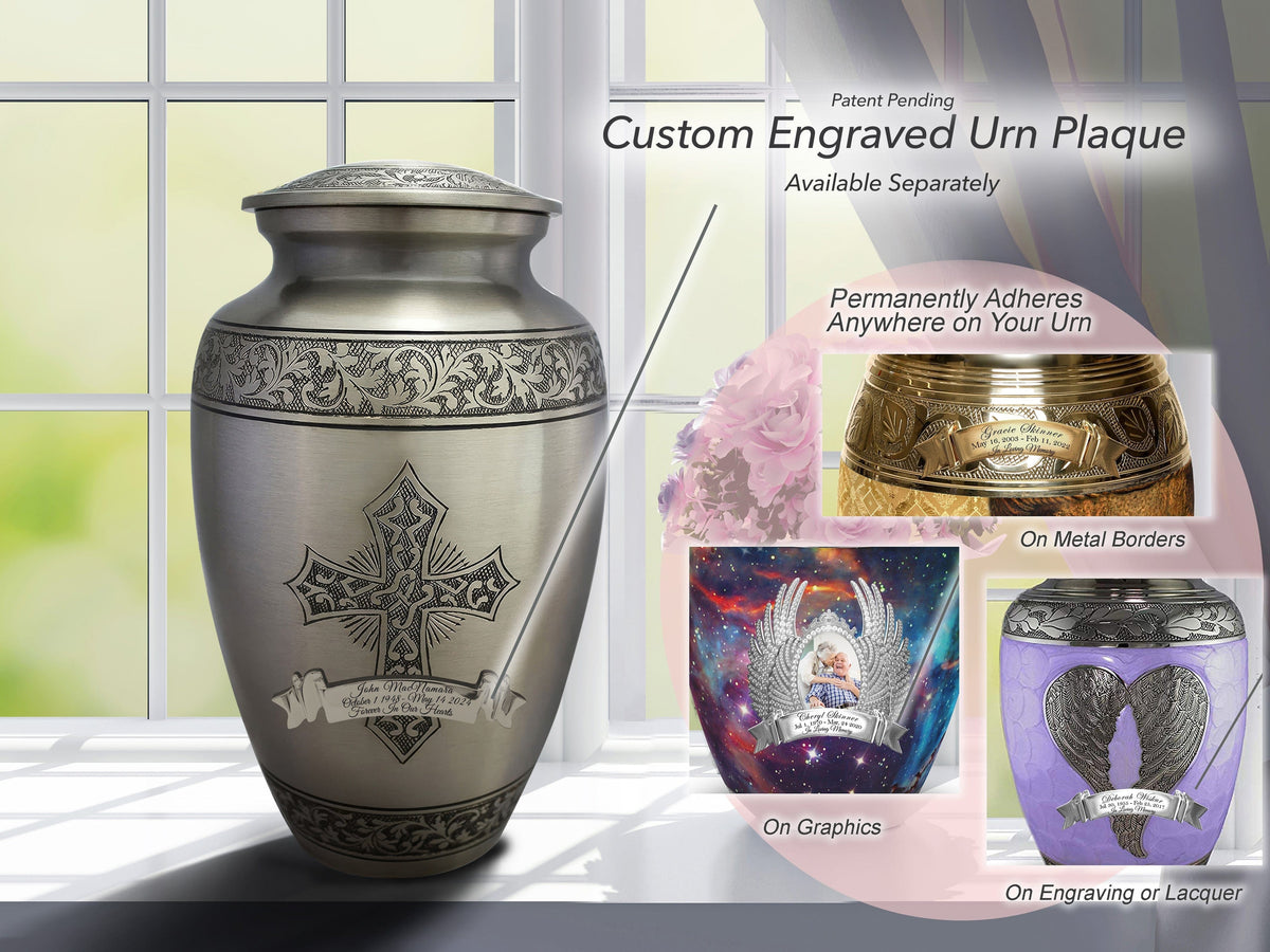 Commemorative Cremation Urns Love of Christ Silver Cross Cremation Urns