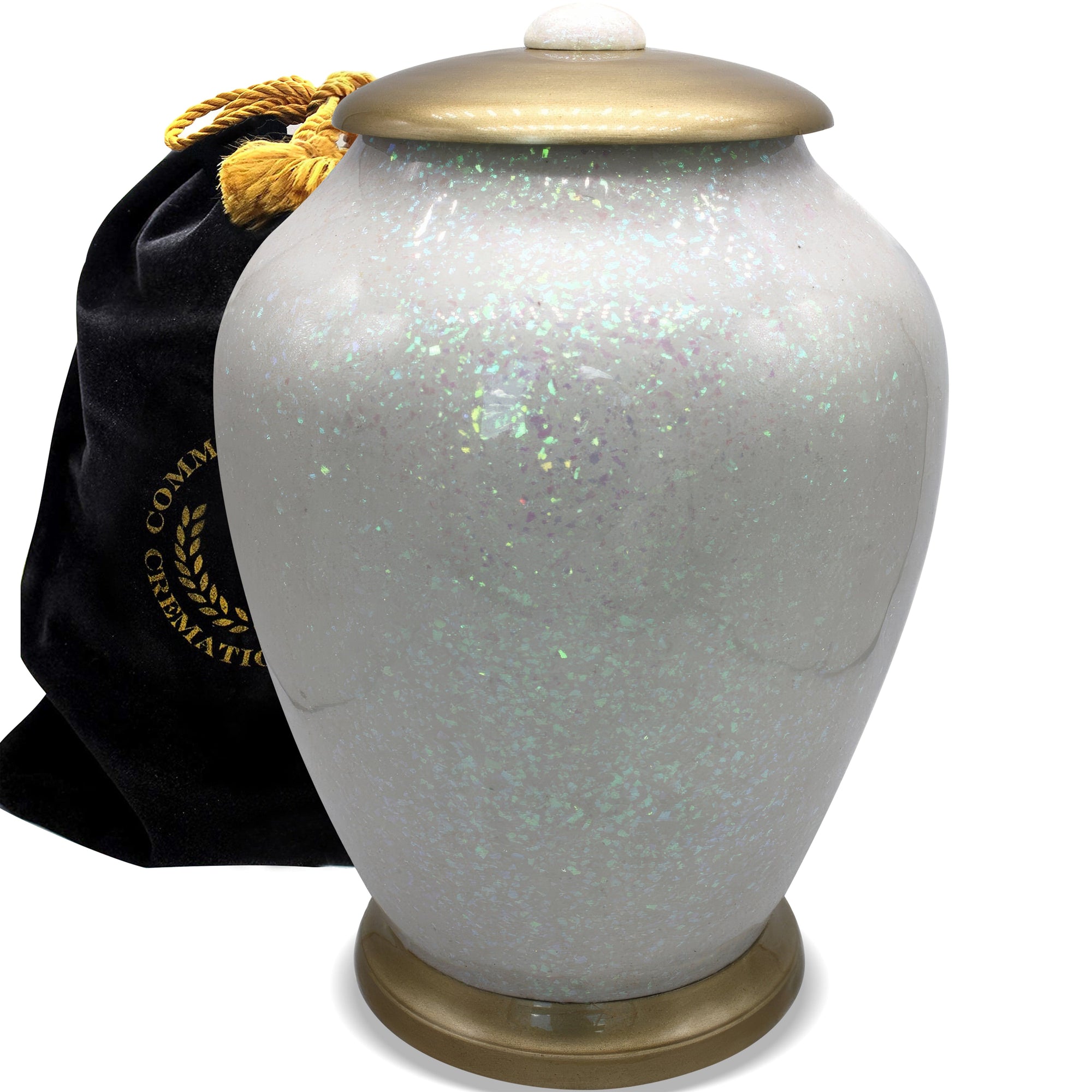 Commemorative Cremation Urns White Sparkle Cremation Urns