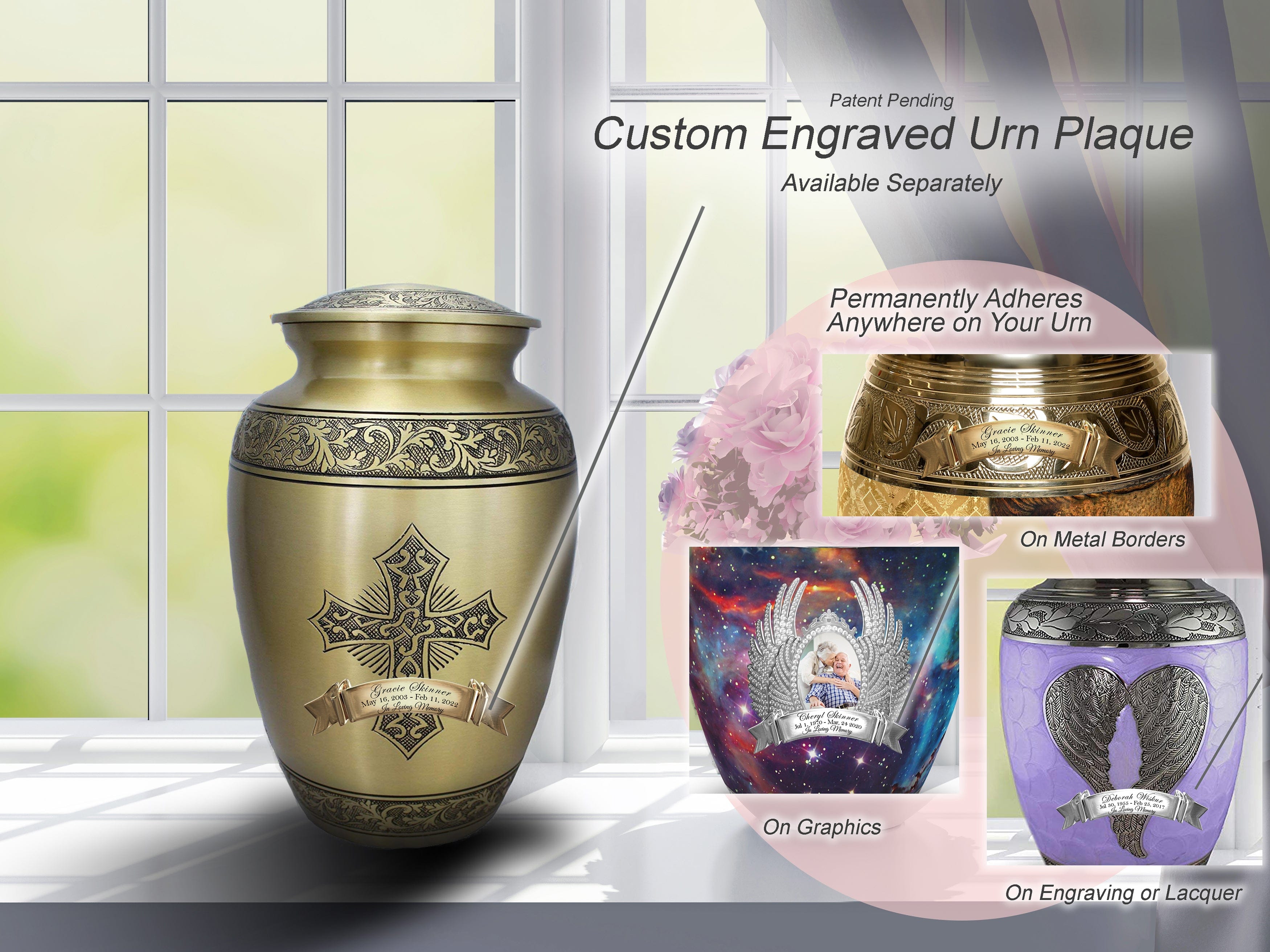 Red Cremation Urns, Metal, Personalized