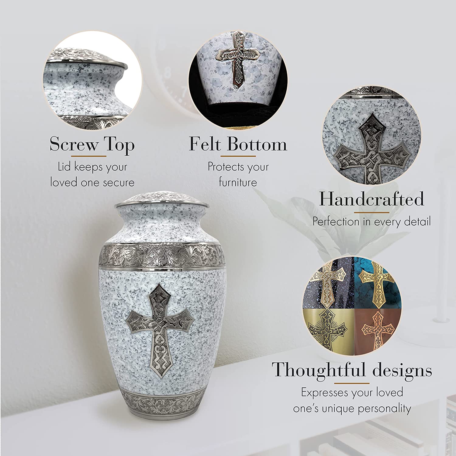 Love of Christ White Cross Cremation Urns - Commemorative